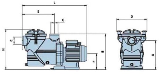 Dimensions de la pompe de filtration pour piscine Astral Discovery